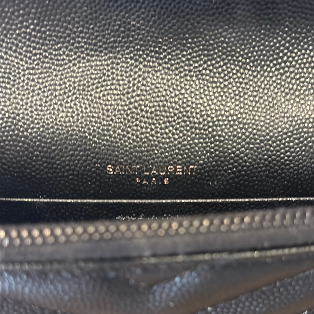 Authentic CASSANDRE ENVELOPE CHAIN X body purse-GRAIN DE POUDRE -black Receipt - Picture 5 of 9
